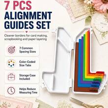 7pcs L-Shaped Paper Craft Alignment Guide Spacers With Portable Storage Box, Color-Coded Size Marked Layering Spacers Tool, Suitable For 1/16 To 1/2 Inch Gradient Sizes, Precision Positioning Tool For Card Making, Scrapbooking, Stamping And DIY Crafts - A - View 5
