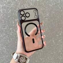 奢華磨砂半透明磁吸手機殼，適用於 iPhone 18 Pro Max 17 16 15 14 13 12，支援無線充電保護殼 - 黑色 - 查看 4