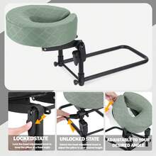 Foldable Headrest Bracket For Bed, Adjustable Memory Foam Stomach Pillow, Portable Massage Face Cradle For Eye Surgery Recovery Facial & Physical Therapy - Green - View 6