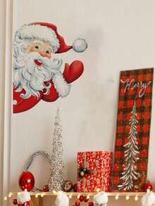1PC Christmas-Themed Wall Sticker, Cute Snowman / Christmas Ball / Peeking Santa, PVC Self-Adhesive Sticker, Removable And Waterproof, Suitable For Fireplace, Doors, Cupboards, And Windows, Christmas Home Party Atmosphere Decoration Sticker - Wall Stickers - View 8