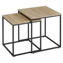 Aseto Set Of 2 Rectangular Coffee Tables Nesting Side End Table Wood Large & Small Nightstand Bedside Board Unit Desk Furniture Decor Living Room Bedroom Home Office Apartment Center Tea Tray Stackable Dual Countertop Multi Color - Sonoma Oak - View 3