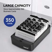 Eagle Business Card Holder Desktop Card Storage Box Push-Button Style Can Store 350 Cards A-Z Index Label Card Organizer Box Black - A - View 2