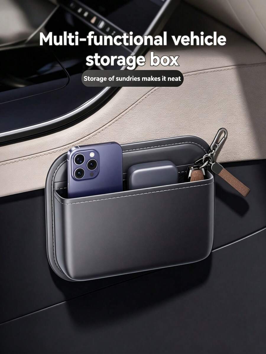 Car Storage Bag Adhesive Back Driver/Passenger Center Console Storage Box Multi-Function Seat Gap Organizer Box Car Interior Storage Organizer Box Car Accessories
