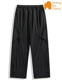 NBCT Women's Multi-Pocket Adjustable Hem Pants, Unique Split Line Design, Loose Fit Functional Long Pants For Outdoor Hiking, Camping And Commuting - Black - View 3
