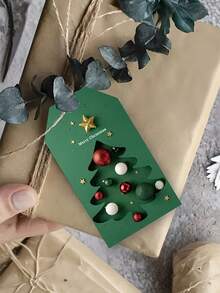 49pcs Christmas Pine Tree & Gold Star Gift Tags - Holiday Hanging Tags, Suitable For Packaging And Gift Box Decoration, Rustic Style Gift Wrapping | Artistic Gift Tags - Christmas Tree - View 7