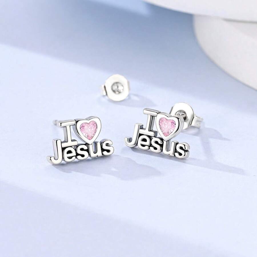 1Pair 925 Silver Plated Stethoscope Rose Flower Hoop Stud Earrings Medical Religious Vintage Jewelry Gift For Lady Party Accessory Elegant - Silver - View 1
