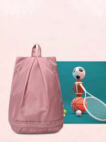 1pc Unisex Kids/Adult Large Capacity Sports Backpack With Separate Shoe Compartment, Fashion Solid Color Casual Backpack For Outdoor/Hiking/Travel/Sports/School/Commute - Multicolor - View 8