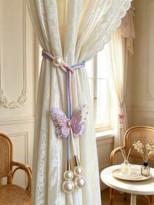 Butterfly Curtain Tieback, Pearl Decor, Adjustable Decorative Rope Curtain Clip, Suitable For Home Curtains, Bedroom, Nursery And Living Room Window Decoration - Multicolor - View 6