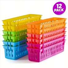 8/6/3/1pc Classroom Pencil Basket Bathroom Storage Plastic Stationery Organizer Colorful Pen Holder Storage Box Suitable For Teachers, Students, Home Learning And Office Kitchen Storage Organization - View 7