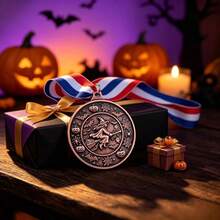 1pc Simple Classic Halloween Pattern Medal, 3D Embossed Zinc Alloy Medal, Halloween Game Challenge, Event Completion Souvenir, Halloween Holiday Gift, Festival Competition Reward - Bronze - View 5