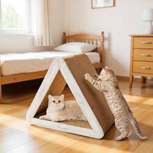 1pc Durable Triangle Cat Scratching Board - Multi-Functional Cat Training Climbing Frame With Sturdy Cardboard Base, Easy To Assemble, Suitable For Indoor/Outdoor Play And Exercise In All Seasons, Dog Cat Scratching Board, Pet Exercise Equipment, Sturdy Structure, Free Cat Gift, Cat Game, Cat Toy, Cat Supplies, Cat Bed - Multicolor - View 2