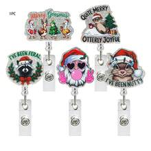 1pc Christmas Retractable Rotating Badge Reel Holder - Multicolor - View 6