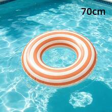 Vintage Striped Inflatable Swim Ring With Handle, Large Round Pool Float Lounger, Fashionable Water Float, Suitable For Beach, Swimming Pool And Summer Vacation Party - Multicolor - View 13