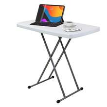 Folding Table Length 76 X 50 X 74 Cm, Two Robust, Portable And Lightweight Picnic Table With Steel Frame, Indoor And Outdoor Utility, White - White - View 2