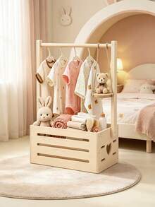 1 pièce Panier de rangement en bois pour chambre de bébé / 5 pièces Cintres en bois en forme d'ours et organisateur creux en forme de cœur Convient pour les vêtements de bébé & la décoration de chambre Décoration de chambre de fille Articles essentiels pour bébé - Multicolore - Voir 7