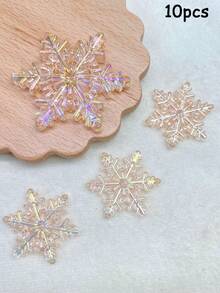 10pcs 30mm Acrylic Transparent Iridescent Snowflake Beads Spacer Pendants DIY Accessories For Car Hanging, Phone Chain, Keychain, Bag Charm - Hanging Snowflake - View 14