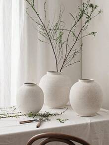 Large White Vase - 5.7 Inch Rustic Style Vase, Suitable For Home Decor, Minimalist Tall Vase, Can Be Used For Living Room, Dining Table, Bathroom, Holiday And Wedding (Sandstone White) - A - View 3