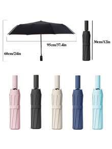 1pc Extra Large 32-Rib Automatic Umbrella, Dual-Use For Sun And Rain, UV Protection, Wind-Resistant Reinforced, Portable And Compact, One-Click Open/Close, High Aesthetic, Anti-UV, Lightweight, Durable And Waterproof, Foldable Storage, Black Coating For Light Blocking, Minimalist Ins Style, Extra Large For Two People, Automatic Reverse, Sturdy And Durable, Essential For Travel And Outdoor - Multicolor - View 4