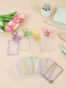 Transparent ID Card Holder With Star Bell Keychain, Durable And Fashionable, Designed For Women. Made Of Playful And Practical Plastic Structure, Essential For Campus Life, Beautiful Design, Equipped With Star Bell Buckle, Can Store ID Card, Bank Card, Bus Card And Keys, Essential ID Protection Holder For Campus Life, Essential For Students, Practical And Fashionable, Fashionable Keychain, Suitable For ID Card, Credit Card, Bus Pass And Keys, Back To School Season, Graduation Season, Teacher's Day - Multicolor - View 2