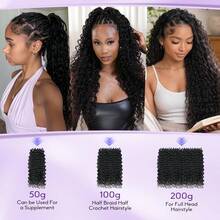 AMECIRE Miracle Knots Feather Crochet Human Hair 16-24 Inch Deep Wave Crochet Hair | 100g Pre-Separated Invisible Knots Lightweight, Reusable Natural Black Hair Extensions For Women - Natural Black - View 6
