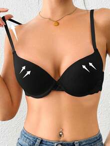 Women's Lace Padded Push Up Bra - Black - View 4