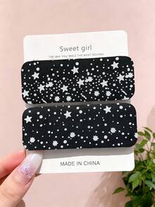 1/3/6pcs/Set Short Simple Printed Hook & Loop Hair Accessories, Sweet Hair Clips - Suitable For Girls And Women, Perfect For Daily Wear, Vacation, Date, Back To School, Party - Multicolor - View 9