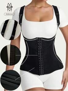 1pc Women's Shapewear, Suitable For Fitness Exercise, Daily Shaping, Colombian Slimming Waist Cincher - Black - View 1