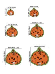 1 pieza Alfombra con forma de calabaza con estampado de leopardo y borde verde, estilo Halloween, Halloween, felpudo para exteriores, alfombra de cocina, decoración del hogar, alfombra de área, alfombra de jardín, alfombra lavable - Gris - Ver 4