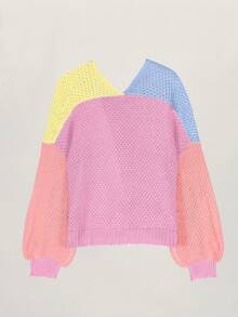 Áo cardigan len dệt kim nữ màu cầu vồng dopamine cho mùa thu/đông, dáng rộng thoải mái - Nhiều màu - Xem 7