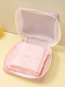 1pc Bowknot & Animal Pattern Sanitary Napkin Storage Bag, Coin Purse, Makeup Bag, Card Holder, Earphone Pouch, Can Hold Coins, Cards, Accessories, Keys, Multi-Functional Storage Bag - Multicolor - View 4