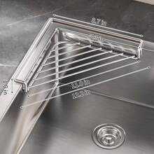 Triangular Sink Drain Rack, Stainless Steel Dish Drying Rack With Elevated Side Support, Kitchen Sink Over-The-Sink Storage Shelf, Space-Saving Organizer - Multicolor - View 14