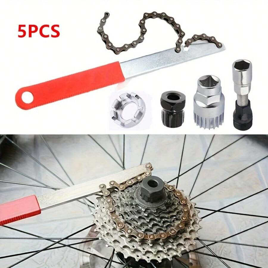 Set Alat Rantai Sepeda, Kunci Pas Khusus untuk Membongkar Kaset dan Freewheel, Termasuk Kunci Rantai dan Freewheel serta Crankset yang Dapat Dilepas, Kit Alat Perbaikan Sepeda - MultiWarna - View 1