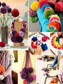 5/1pc Pom‑Pom Maker Set,Plush Toy Ball Make, Knitting Tool Set, DIY Handmade Woolen Ball Knitting Needle Craft, Including Thread Scissors And Scissors,Weaving Tools, DIY Crafts, Hat And Scarf Decorations, Pendant Makers - Multicolor - View 5