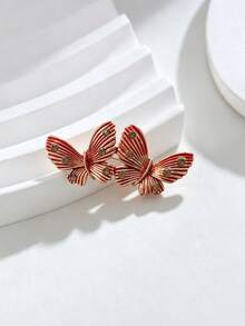 Retro Double Butterfly Crystal‑Set Enamel Brooch Clothing Decor Lapel Pin - Butterfly - View 8