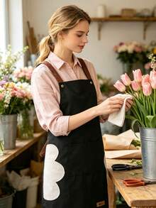Women's Waterproof Oil-Proof Apron, Cute Fashionable Bib Apron For Kitchen Cooking, Adult Workwear, Suitable For Hair Salon, Cooking, With Pockets - Apron - View 7
