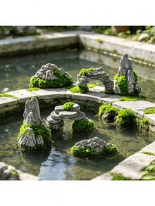 6件組迷你岩石花園模型，適用於庭院景觀裝飾、增添迷你花園場景、模型屋裝飾、創意桌面擺飾，可用於魚缸與水族箱（多款隨機發貨） - 彩色 - 查看 5