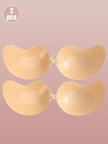 2pcs Seamless Invisible Lift Bra, Women's Backless Strapless Bra, Seamless Self-Adhesive Silicone Nipple Covers, Suitable For Wedding Dresses, Skin Color And Black, Suitable For All Seasons, For Her - Multicolor - View 22