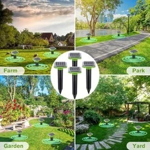 1/2pcs Solar Powered Rat Repellent, Mole Repellent, Insect Repellent, IPX6 Waterproof, Effectively Repels Deer, Raccoon, Skunk And Rodents, Suitable For Yard, Garden, Farm And Lawn - Solar Energy - View 5