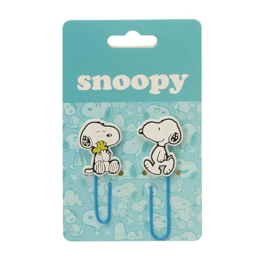 Safta SNOOPY 史努比回形針,2個裝,吸塑包裝,兩種不同尺寸,學校和辦公用品,文件和文件夾整理器,尺寸為7.5x12.5厘米 - 迴紋針 - 查看 1