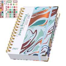 Multiple Marble Covers To Choose From 2027 Jan‑Dec Hardcover Planner, Bring 5 Plan Stickers Faux Leather Daily Weekly Monthly Agenda, Habit Tracking Journal, Portable Time Management Notebook For Students Office School Supplies - Rectangle - View 3