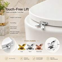 Toilet Lid Handle, Leaf-Shaped Self-Adhesive Easy Installation Tool, Multi-Purpose Grip Handle, Fits Toilet Lid / Drawer / Cabinet, Bathroom Home Accessory, Daily Household Practical Hygiene Aid Tool, Toilet Lid Opening Assist Tool - Multicolor - View 2