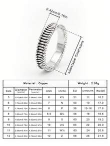 1pc Vintage Vertical Striped Beaded Silver Ring, Unisex Jewelry, Suitable For Daily Wear And Gift - Silver - View 6