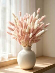 60/120/240pcs Set, Bohemian Style Artificial Flower Bouquet With Colorful Rabbit Tail Grass, Suitable For Home Decor, Wedding Floral Arrangement, Office Space, Cafe Soft Furnishing, Also An Excellent Gift For Valentine's Day And Mother's Day - White Pink - View 3