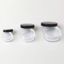 1pc Plastic Empty Loose Powder Jar With Sifter And Puff, Portable Refillable Cosmetic Container - Multicolor - View 3