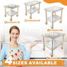 SAILUN Stainless Steel Table Kitchen Workbench Food Prep Worktable | Catering Work Table Double-Layer Height Adjustable With 4 Castor Wheels For Restaurant Hotel Home, Up To 300kg - 46x76cm - View 4