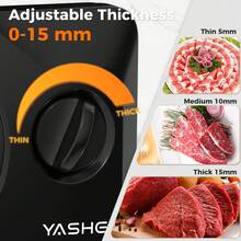 YASHE Foldable Electric Food Slicer, Adjustable Thickness 0–15mm, 6.7" Stainless Steel Blade, 150W Motor, Portable & Easy-To-Clean Meat, Cheese, Bread, And Vegetable Slicer For Home Kitchen,201 Stainless Steel - US A Type Plug(110-127V) - View 3