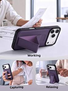 1pc High-Quality Apple 17 Pro Max Phone Case, Apple 17 Phone Case With Foldable Stand, Fashionable Smartphone Cover, Ultra-Thin Portable Apple 16 Phone Case With Foldable Stand Compatible With Apple 18, Shockproof Phone Case, Apple 17 Pro Phone Case Protective Cover, Shock-Absorbing Apple 13, Summer Travel Android Phone Case Compatible With Redmi 15C, Ultra-Thin Honor Case, Casual Portable Galaxy S26 Ultra Phone Case - Purple - View 3