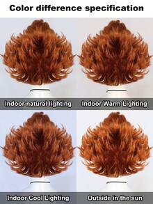 Short Brown Curly Wig Fluffy Bald Receding Hairline Wig Hair Heat Resistant Synthetic Fibers Fluffy Durable Breathable Wig For Halloween Party Cosplay Costume - Brown - View 10