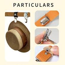 2pcs Multi-Color PU Leather Hat Clip Set, Portable Sun Cap Storage Accessory For Outdoor Travel, Firm Metal Clip Fastener For Back To School Trip, Summer Vacation Outing, Backpack Hanging Organization And Daily Hat Carrying - Multicolor - View 6