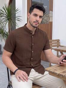 Men Shirts - Brown - View 4